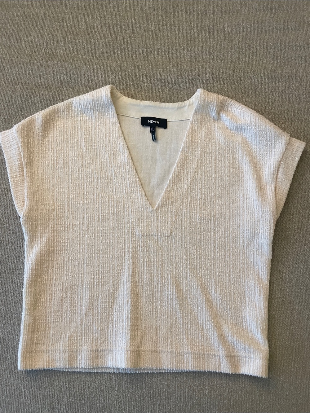ME+EM Cream V-Neck Boxy Knit Tunic